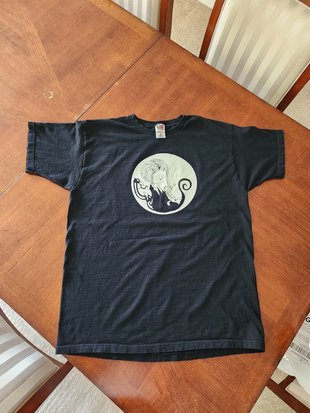 Fruit of the Loom Black Short-Sleeve Tee with Moon Cat Graphic